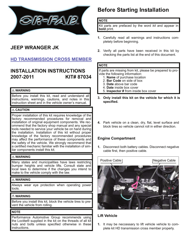 OR-Fab Suspension Parts Installation Instructions OR-Fab Suspension Parts Installation Instructions