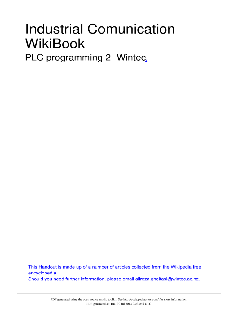 Industrial Comunication WikiBook Industrial Comunication WikiBook