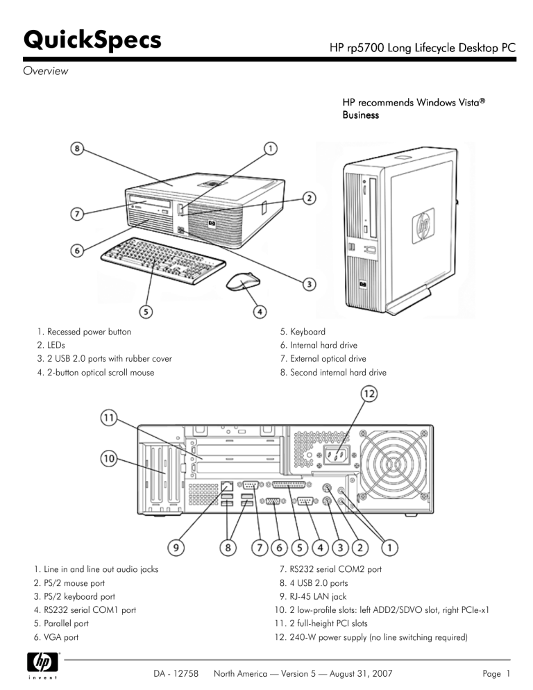 HP rp5700 Long Lifecycle Desktop PC HP rp5700 Long Lifecycle Desktop PC