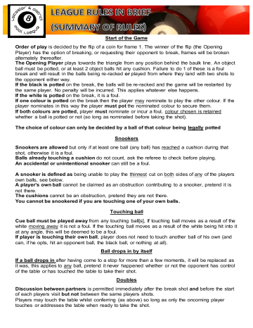 the Opening Player - Leicester District Pool League the Opening Player - Leicester District Pool League