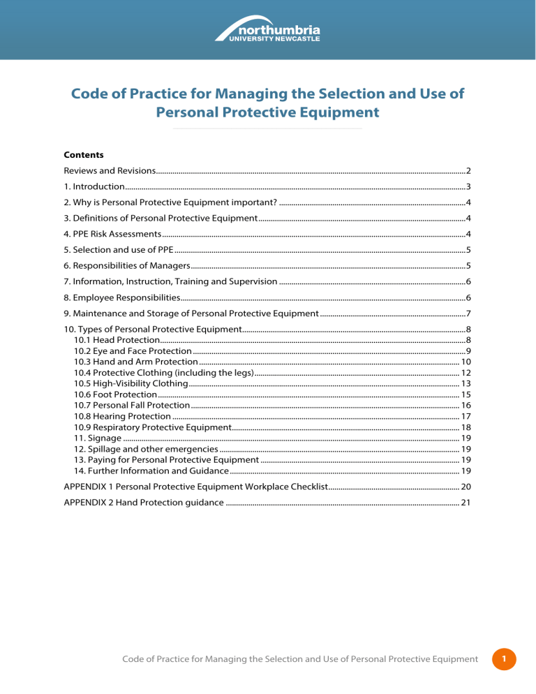 Code of Practice for Managing the Selection and Use of Personal Code of Practice for Managing the Selection and Use of Personal