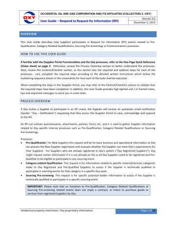 User Guide - Respond to Request for Information (RFI) User Guide - Respond to Request for Information (RFI)