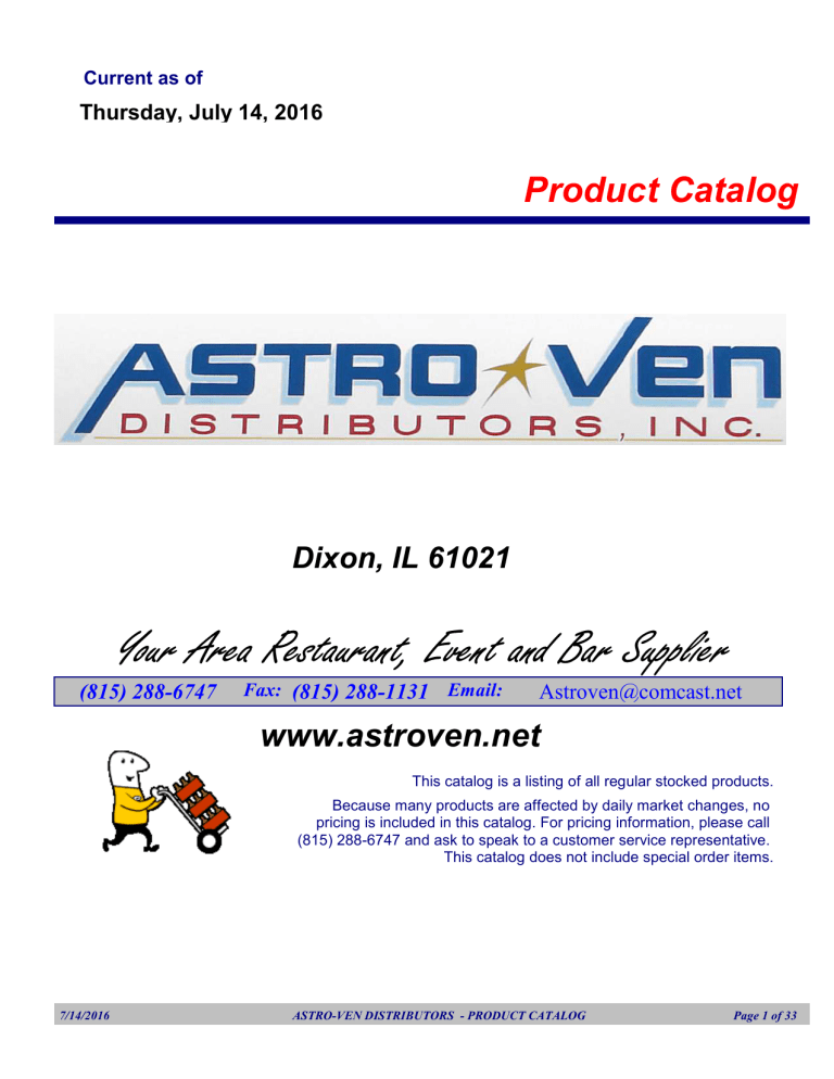 Route Catalog - Astro-Ven Route Catalog - Astro-Ven