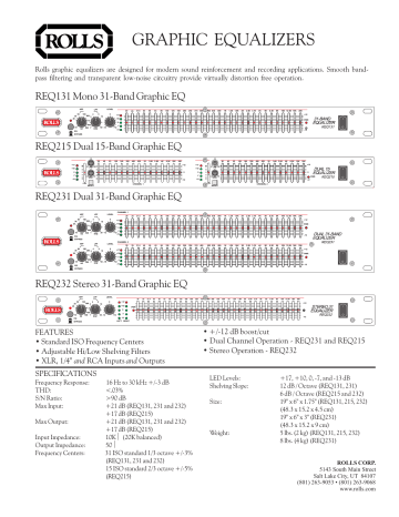 GRAPHIC EQUALIZERS GRAPHIC EQUALIZERS