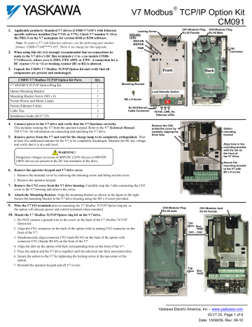 Yaskawa Network Comms-Modbus TCP-IP Installation Guide | Manualzz Yaskawa Network Comms-Modbus TCP-IP Installation Guide | Manualzz