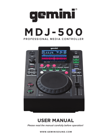 Gemini MDJ-500 User manual | Manualzz Gemini MDJ-500 User manual | Manualzz