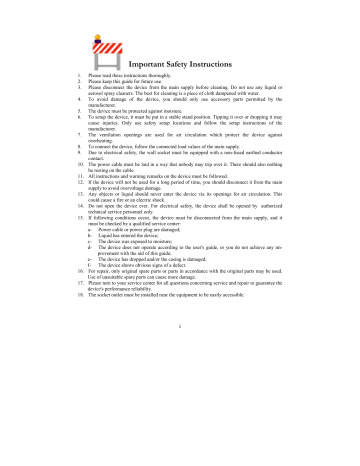 Important Safety Instructions Important Safety Instructions