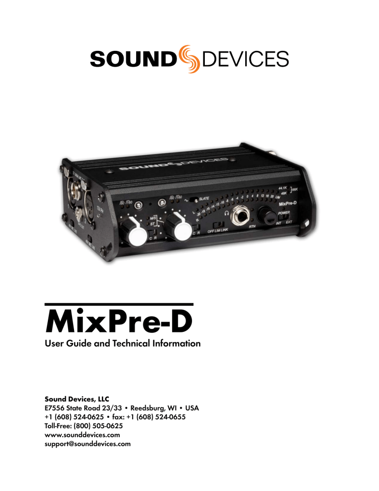 MixPre-D - User Guide and Technical Information MixPre-D - User Guide and Technical Information