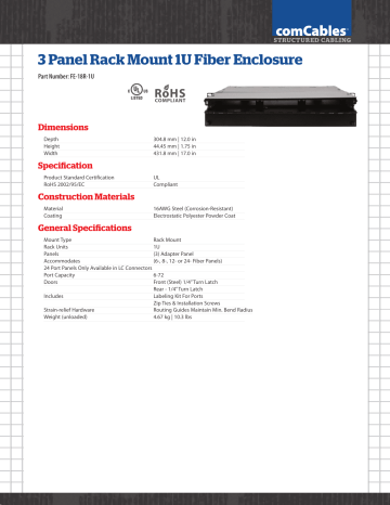3 Panel Rack Mount 1U Fiber Enclosure 3 Panel Rack Mount 1U Fiber Enclosure