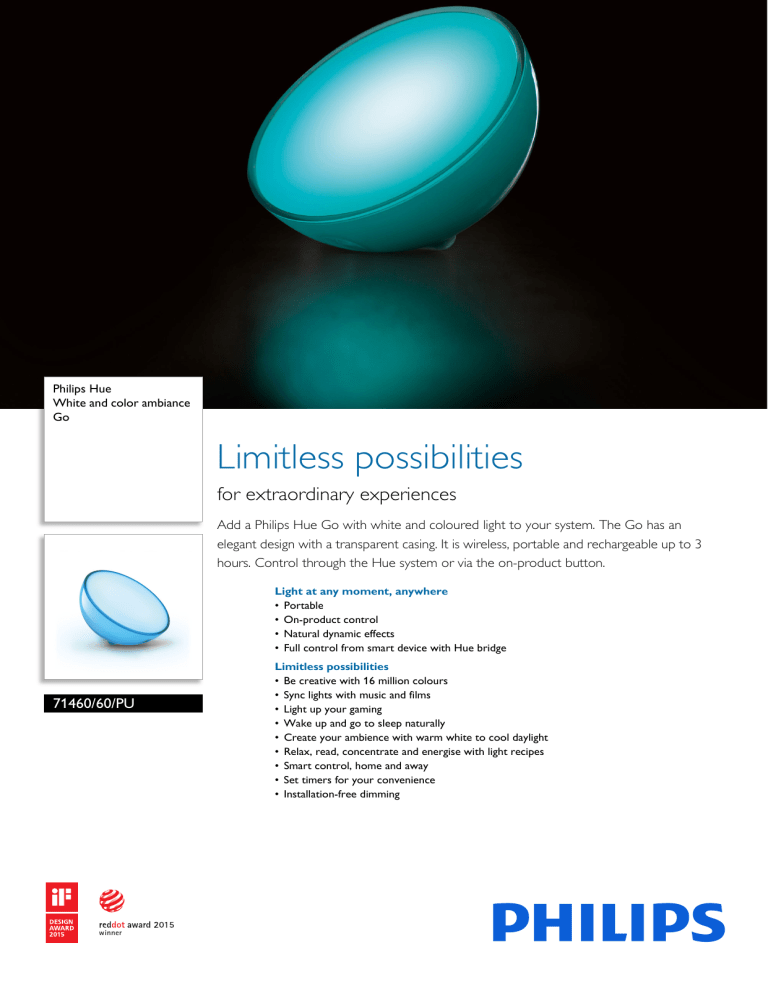 7146060PU Philips White and color ambiance Go 7146060PU Philips White and color ambiance Go