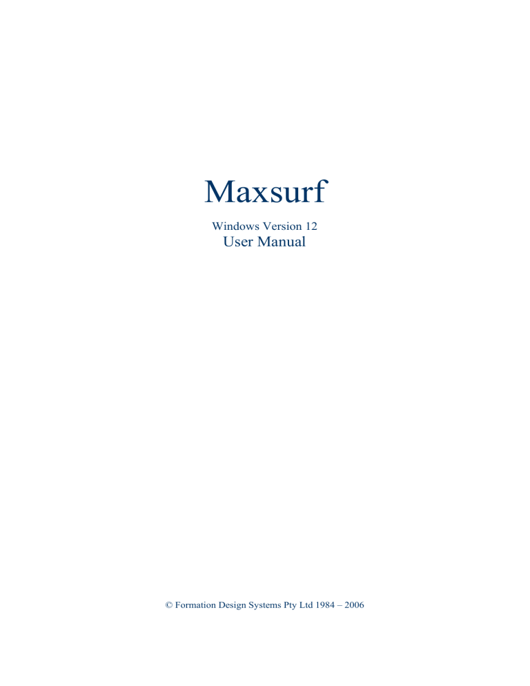 Maxsurf Manual Maxsurf Manual