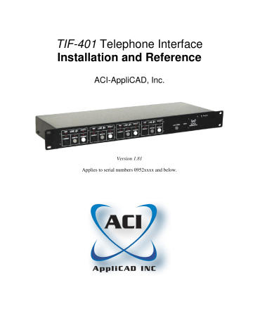 TIF-401 Telephone Interface Installation and Reference | Manualzz TIF-401 Telephone Interface Installation and Reference | Manualzz