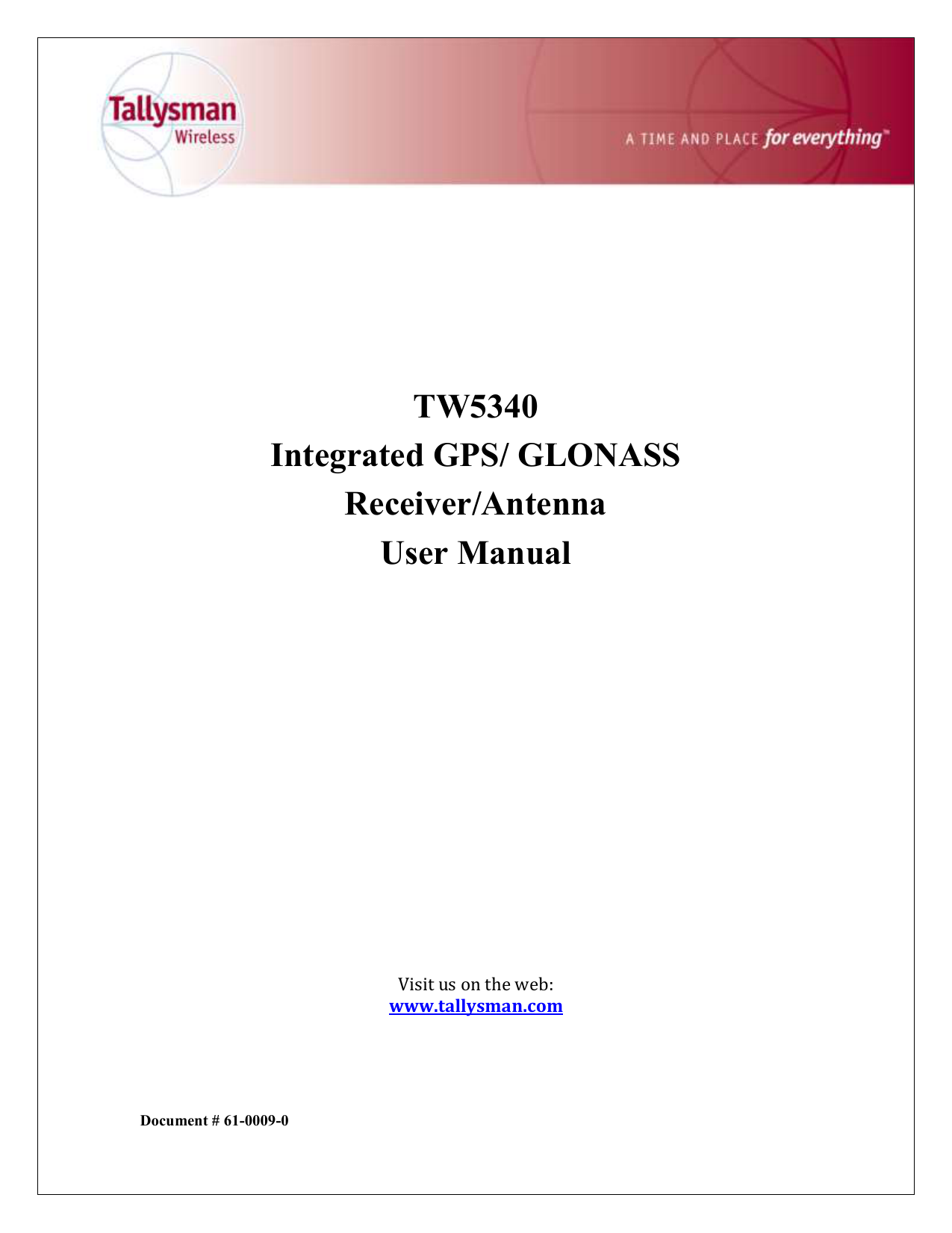 TW5340 Integrated GPS/ GLONASS Receiver/Antenna | Manualzz TW5340 Integrated GPS/ GLONASS Receiver/Antenna | Manualzz