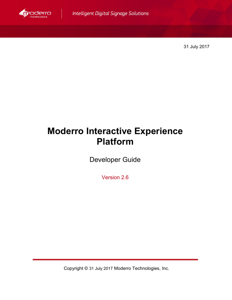 Moderro Interactive Experience Platform Moderro Interactive Experience Platform
