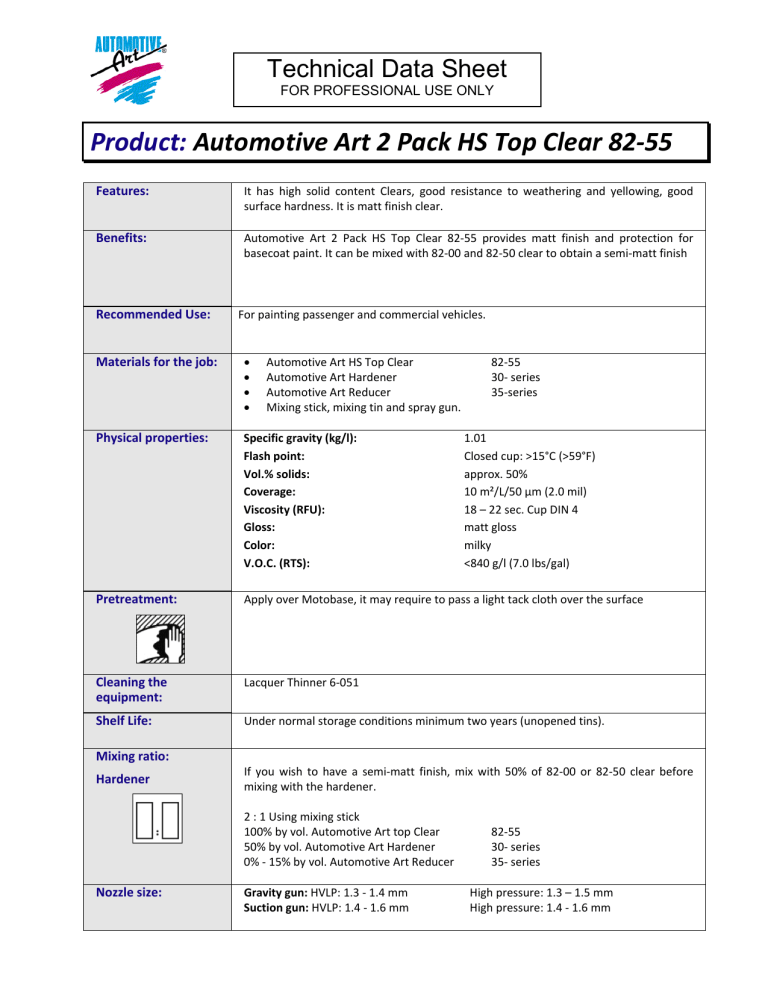 Automotive Art 2 Pack HS Top Clear 82-55 Automotive Art 2 Pack HS Top Clear 82-55