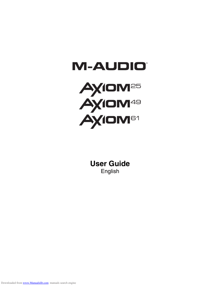 M-Audio Axiom AIR 49, Axiom AIR 61, Axiom AIR 25 User manual M-Audio Axiom AIR 49, Axiom AIR 61, Axiom AIR 25 User manual