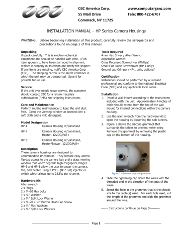 INSTALLATION MANUAL – HP Series Camera INSTALLATION MANUAL – HP Series Camera