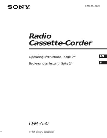 Sony CFM-A50 Operating instructions Sony CFM-A50 Operating instructions