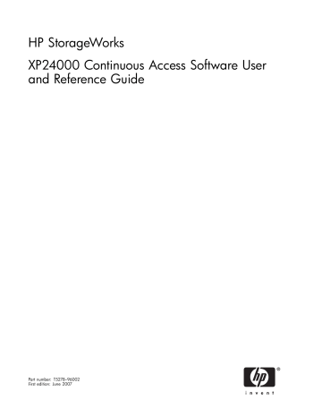HP StorageWorks XP24000 Continuous Access Software | Manualzz HP StorageWorks XP24000 Continuous Access Software | Manualzz