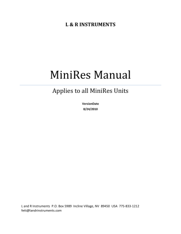 MiniRes Manual - Exploration Instruments MiniRes Manual - Exploration Instruments