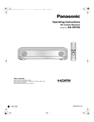 Panasonic SAXR700 Operating instructions Panasonic SAXR700 Operating instructions