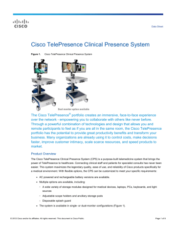 Cisco TelePresence System Clinical Presence Model Collaboration Endpoint Data Sheet | Manualzz Cisco TelePresence System Clinical Presence Model Collaboration Endpoint Data Sheet | Manualzz