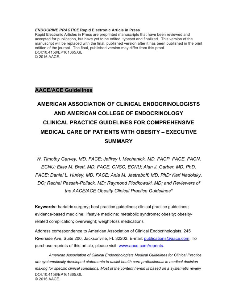 Clinical Practice Guidelines - American Association of Clinical Clinical Practice Guidelines - American Association of Clinical