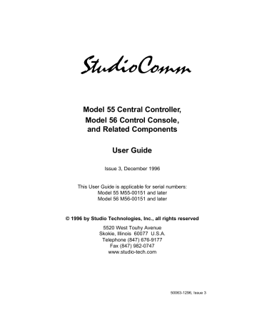Model 55 Central Controller, Model 56 Control Console, and Model 55 Central Controller, Model 56 Control Console, and
