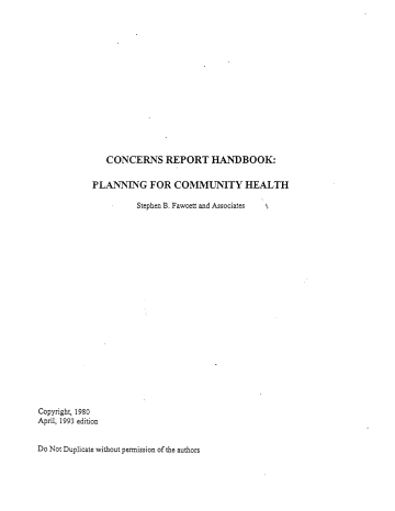 Concerns Report Handbook: Planning for Community Health Concerns Report Handbook: Planning for Community Health
