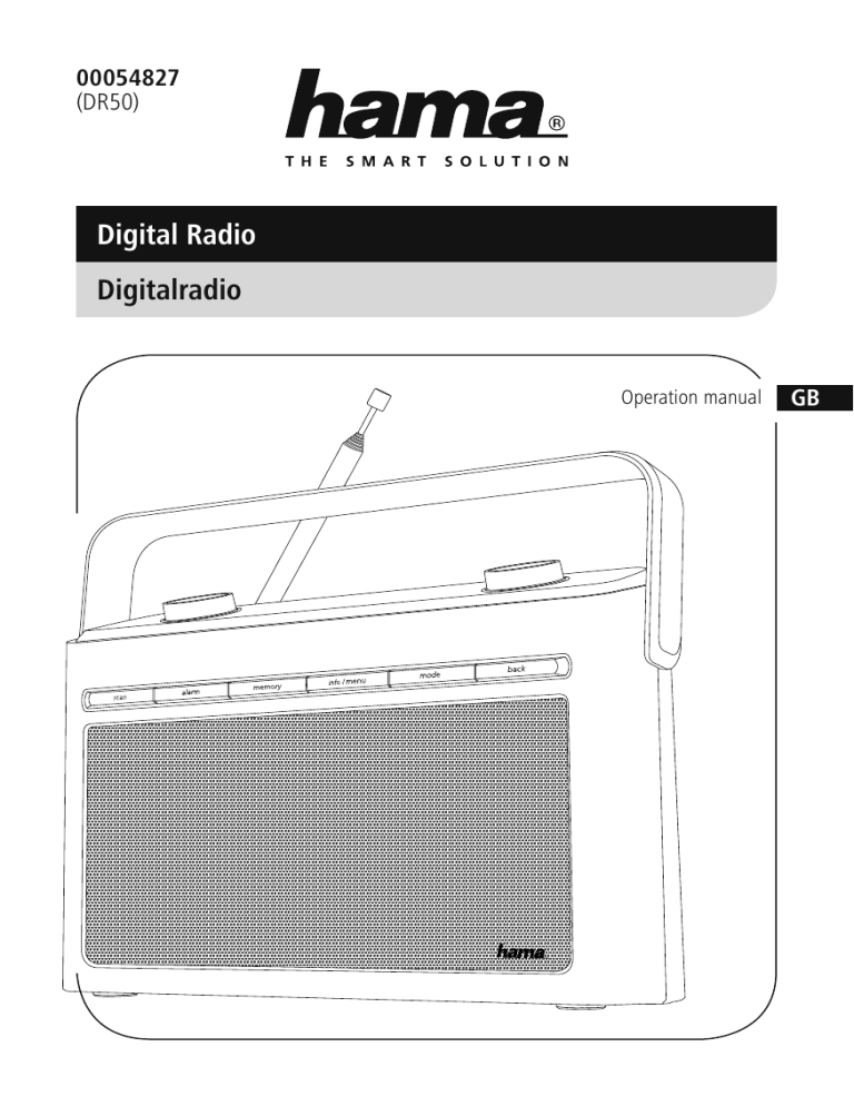 Hama 00054827 Owner's manual Hama 00054827 Owner's manual