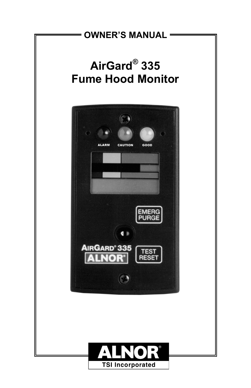 AirGard 335 Fume Hood Monitor Owner S Manual Manualzz