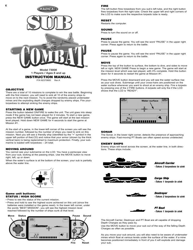 Mattel Sub Combat User manual Mattel Sub Combat User manual