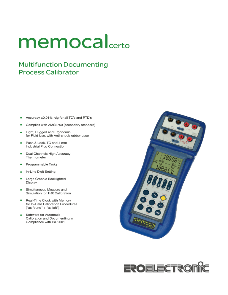 Memocal Certo Data Sheet Memocal Certo Data Sheet
