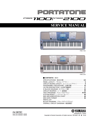 PSR-1100/PSR-2100 SERVICE MANUAL PSR-1100/PSR-2100 SERVICE MANUAL