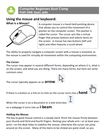 Using the mouse and keyboard Using the mouse and keyboard