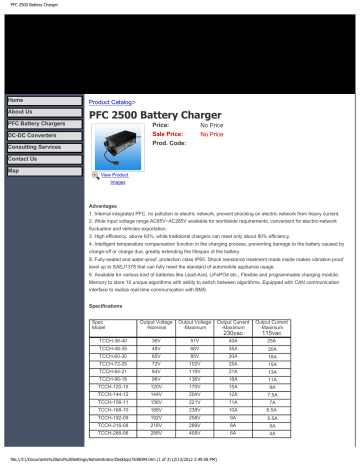 PFC 2500 Battery Charger PFC 2500 Battery Charger