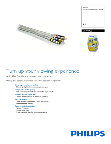 SWV3902/17 Philips S-video/stereo audio cable SWV3902/17 Philips S-video/stereo audio cable