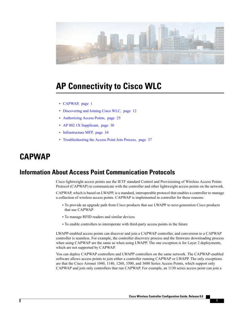 AP Connectivity to Cisco WLC AP Connectivity to Cisco WLC