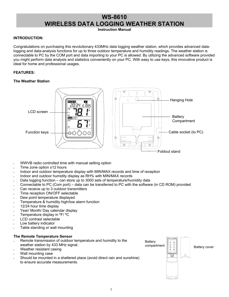 ws-8610 wireless data logging weather station ws-8610 wireless data logging weather station