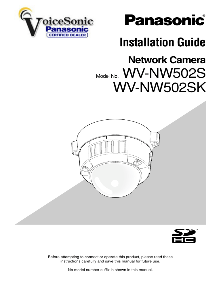 Panasonic i-PRO WV-NW502S/SK Installation Guide Panasonic i-PRO WV-NW502S/SK Installation Guide