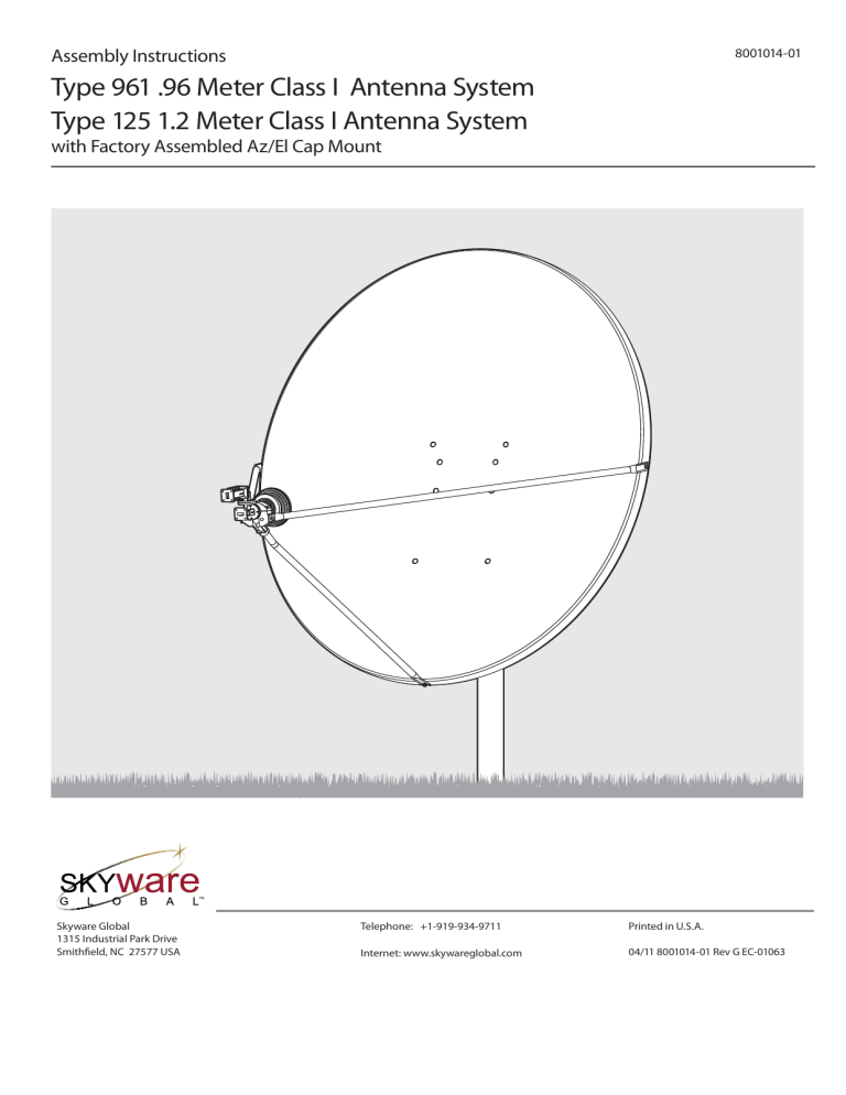 Type 961 .96 Meter Class I Antenna System Type Type 961 .96 Meter Class I Antenna System Type