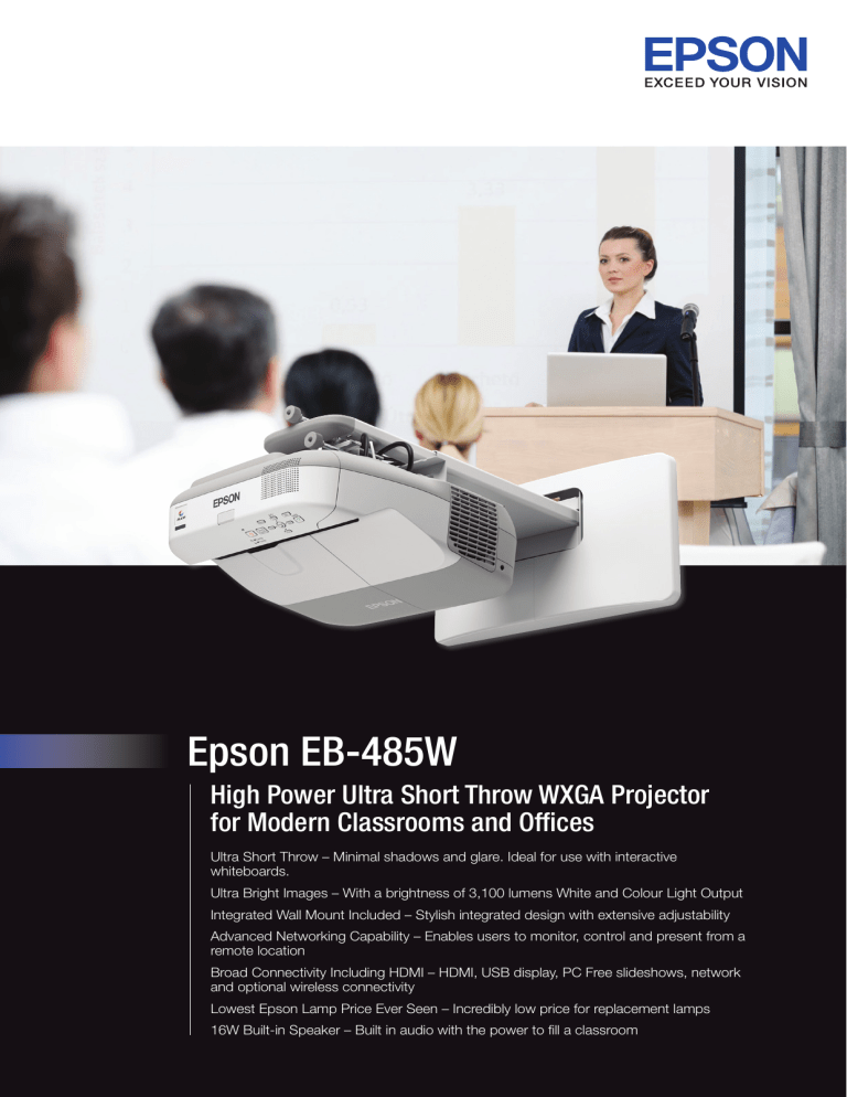 Epson EB-485W - Epson New Zealand Epson EB-485W - Epson New Zealand