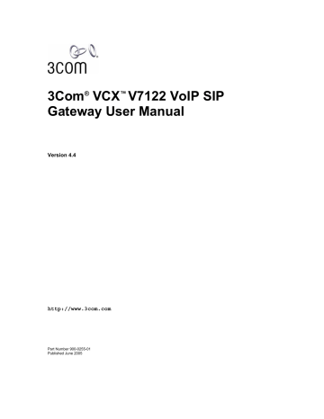 3com VCX V7122 User manual 3com VCX V7122 User manual