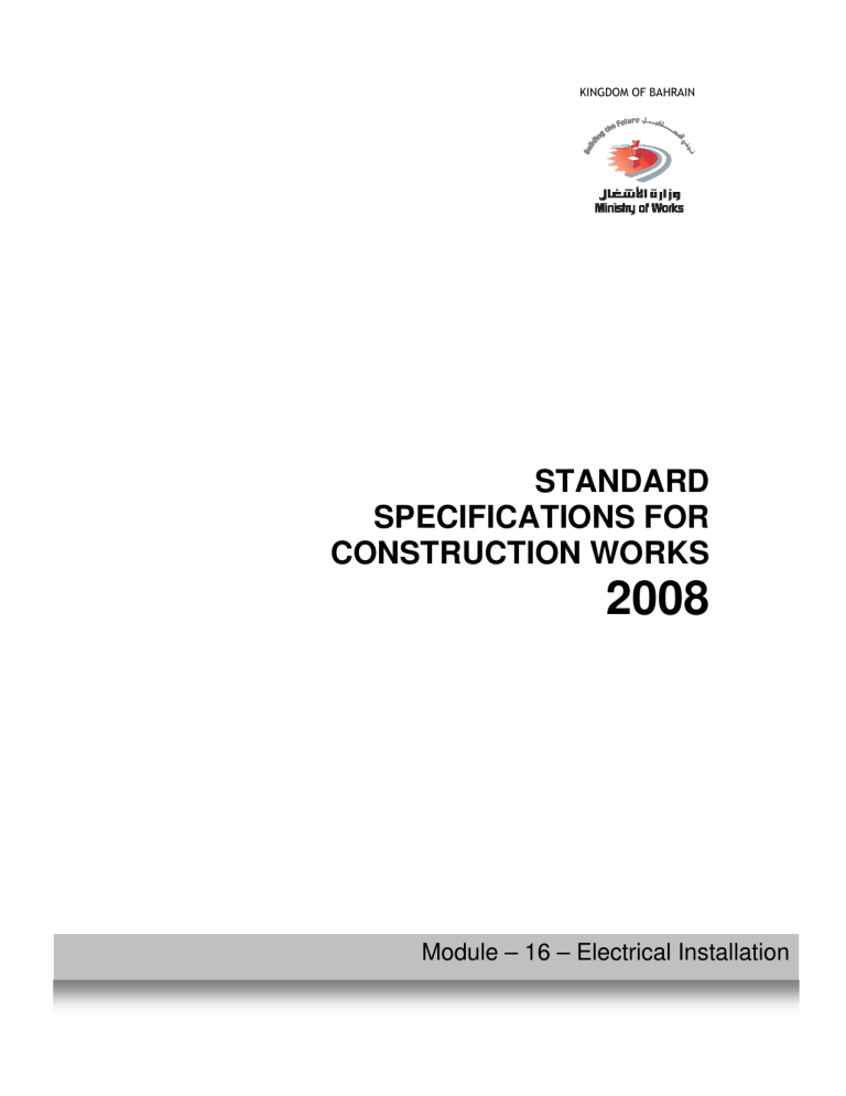STANDARD SPECIFICATIONS FOR CONSTRUCTION WORKS STANDARD SPECIFICATIONS FOR CONSTRUCTION WORKS