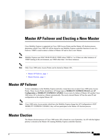 Master AP Failover and Electing a New Master Master AP Failover and Electing a New Master