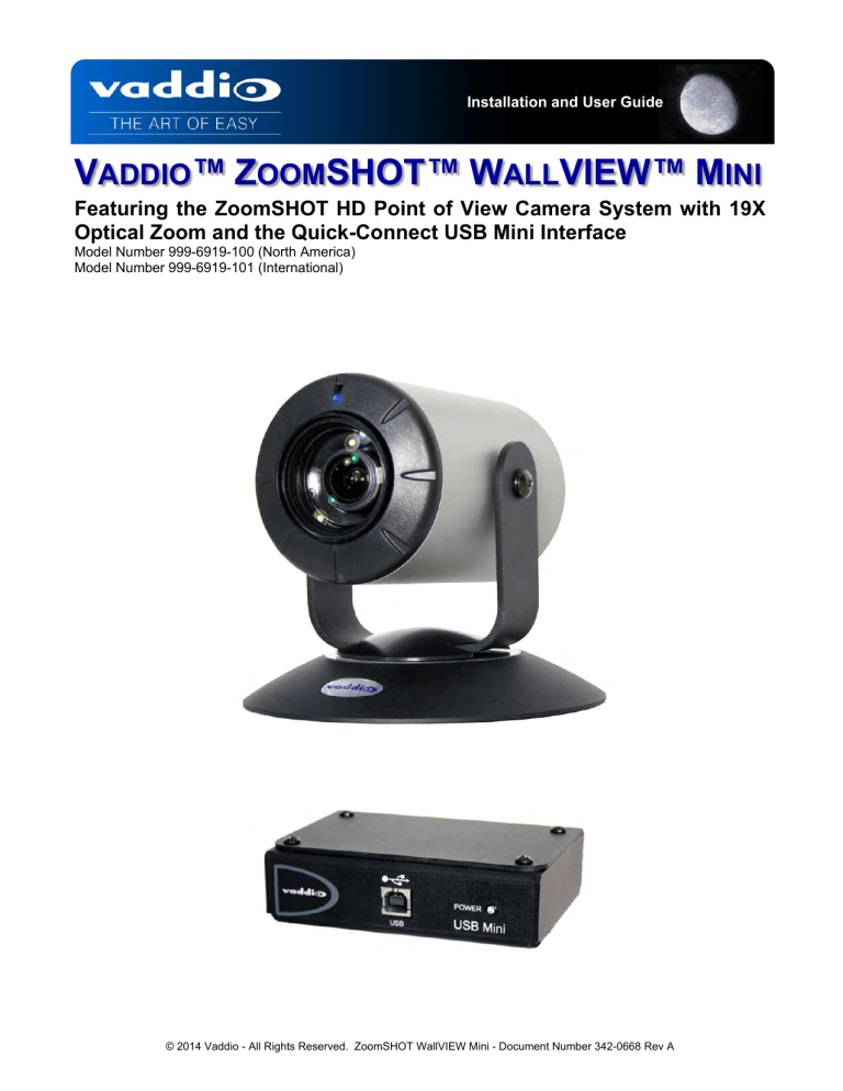 vaddio™ zoomshot™ wallview™ mini - AV vaddio™ zoomshot™ wallview™ mini - AV