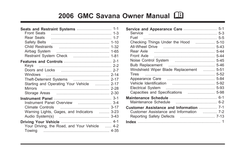 GMC Savana 2006, Savana Passenger 2006, 2006 Savana Passenger Owner's manual GMC Savana 2006, Savana Passenger 2006, 2006 Savana Passenger Owner's manual