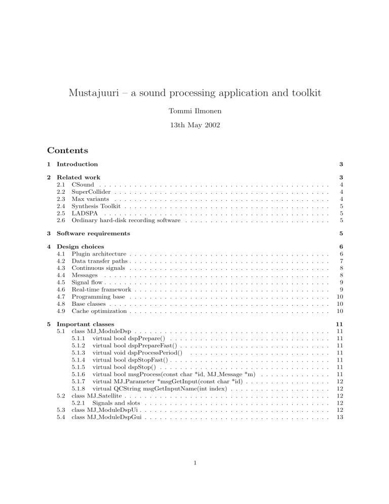 Mustajuuri – a sound processing application and toolkit Mustajuuri – a sound processing application and toolkit