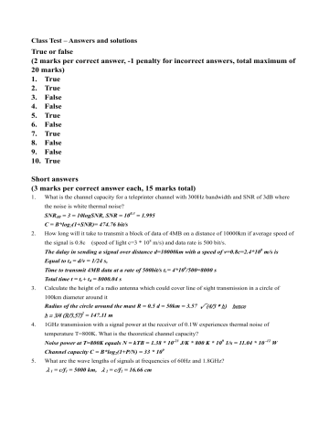 EIE 235 Class Test (1 hour working time for the total of - PolyU EIE 235 Class Test (1 hour working time for the total of - PolyU