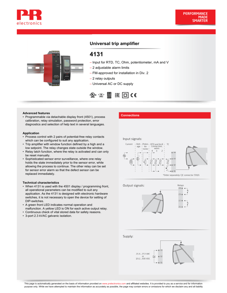 Universal trip amplifier Universal trip amplifier